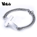 Vinterly New Fashion Hot Selling 316L Stainless Steel Male Female Bracelets Bangles Punk Style Cross Bracelet Jewelry Wholesale