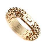 Vinterly Stainless Steel Cross Verses Pattern Bracelets Gold Color Double Row Hand Chain ID Bracelet Bangle for Men Jewelry