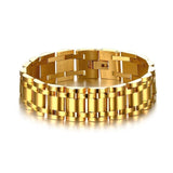 Vinterly Men's Gold Color Stainless Steel Jewelry 21.5cm High Polished  Hand Chain Men Bracelet For Male Christmas Gifts