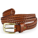 Ceinture Vintage Tressée Cuir Véritable