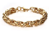 Vinterly Gold Color Bracelet Men Twisted Metal Unisex Friendship Bracelets Femme Trendy Chain Stainless Steel Bracelet for Women